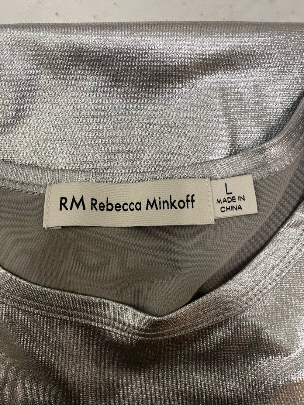 Rebecca Minkoff Metallic Silver Cap-Sleeve Tee - Picture 4 of 6